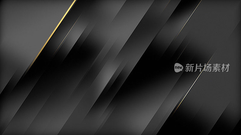 黑色抽象条纹运动背景与黄金线。无缝循环。视频动画4K 4096x2160